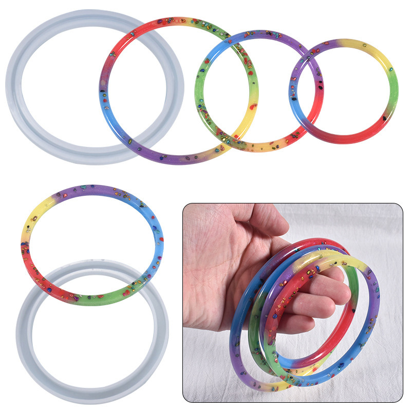 Resin Bangle Bracelet - 3-teilige Silikonform für Epoxidharz-Armbänder, Facettiertes Wolkenmuster