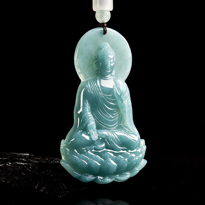 Accessories Woman - Natürliche burmesische Jadeit-Buddha-Anhänger-Halskette, modischer Schmuck aus