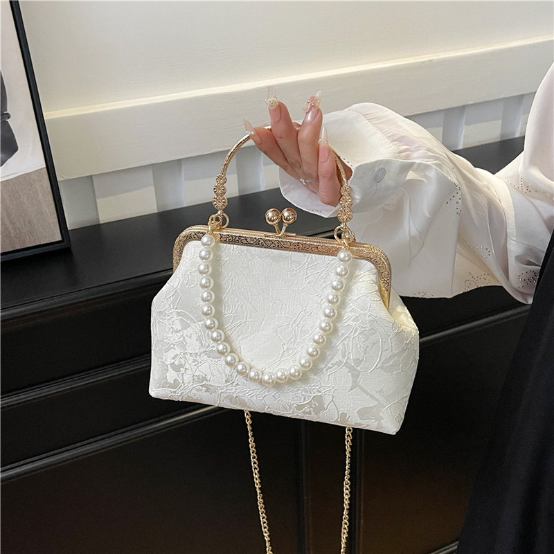 Wallet Chain Bag - Vintage klassische Spitze Tasche Perle Abendtaschen