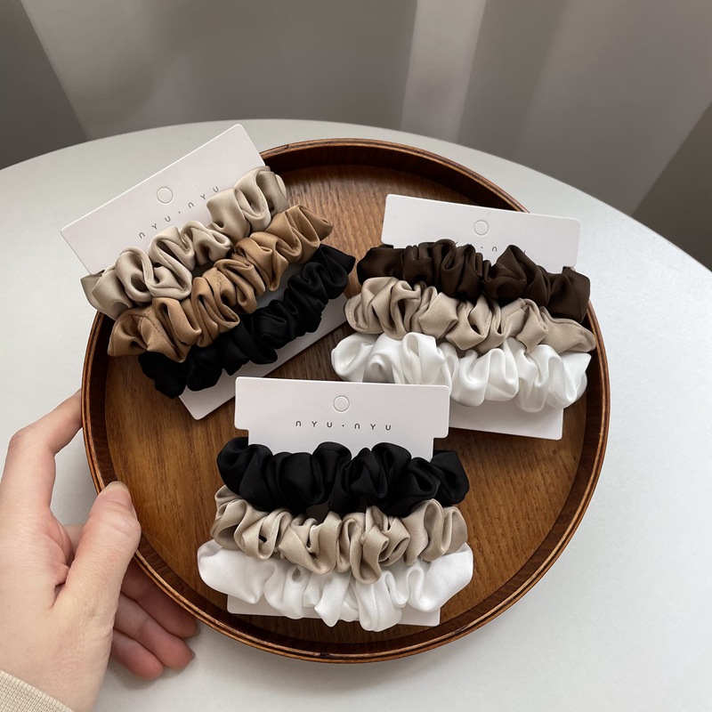 Scrunchie Satin Set - 3/4/6 Teile/satz Satin Scrunchies Frauen Einfarbig