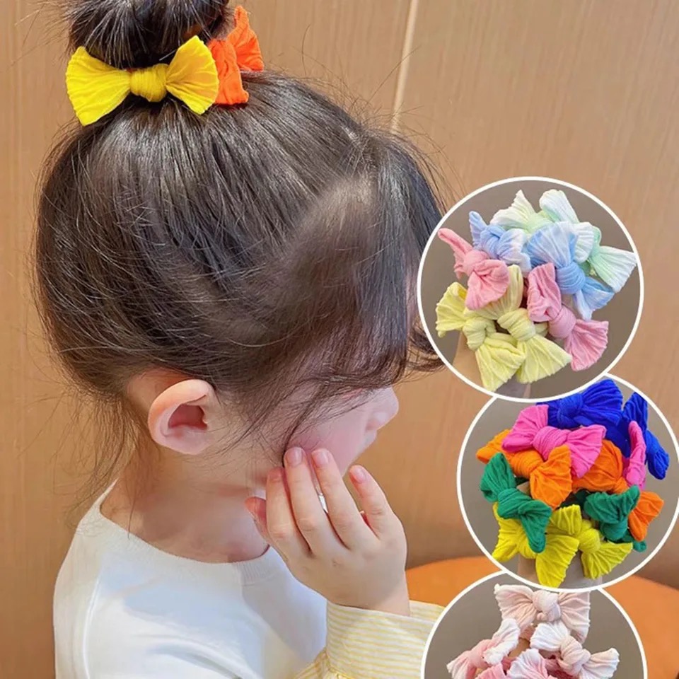 Scrunchie Satin Set - 5 Teile/satz Nette Bowknot Solide Farben