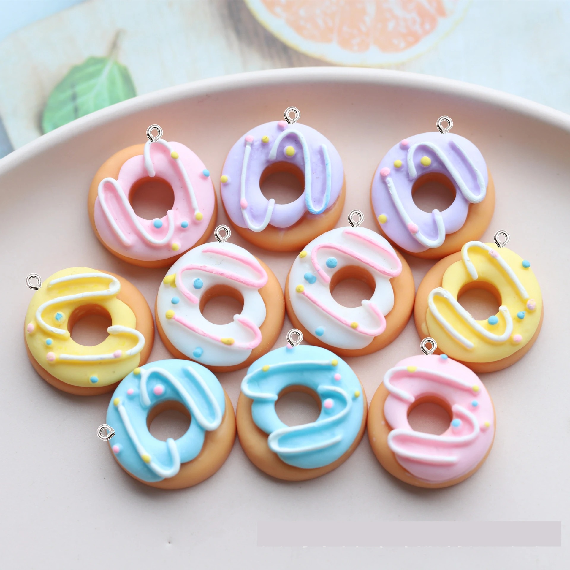 Resin Bangle Bracelet - 10 Stücke Kawaii Farbe Donut Harz