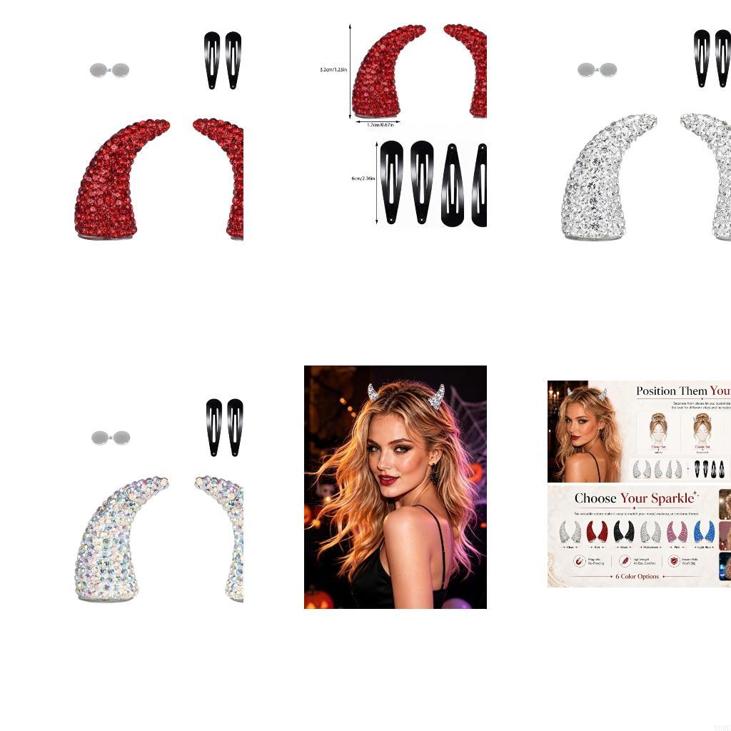 Women Accessories Description - Blingbling Party Teufelshorn-Haar-Accessoire-Set mit magnetischem Schnappclip
