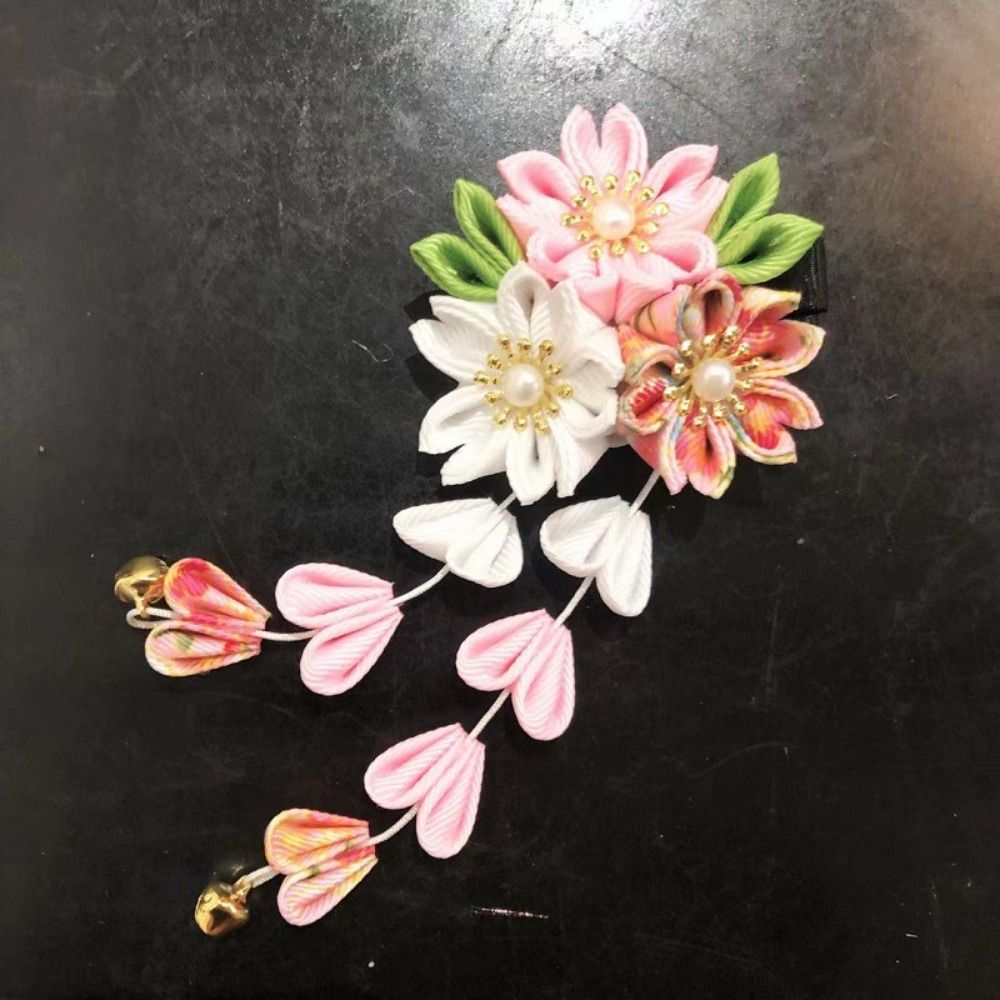 Women'S Kimono Accessories - Hanfu-Accessoires Japanischer Kimono-Kopfschmuck Antiker Stil Stoff-Sakura-Blüten-Haarspange
