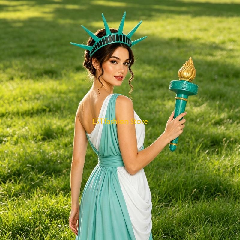 Women Accessories Description - Y5GC Motto-Partykleidung aus Kunststoff mit Freiheitsstatue-Stirnband