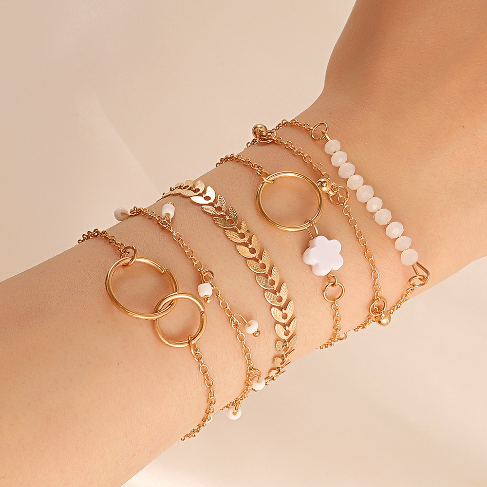 Resin Bangle Bracelet - 6 stück Set Gold farbe Geometrische