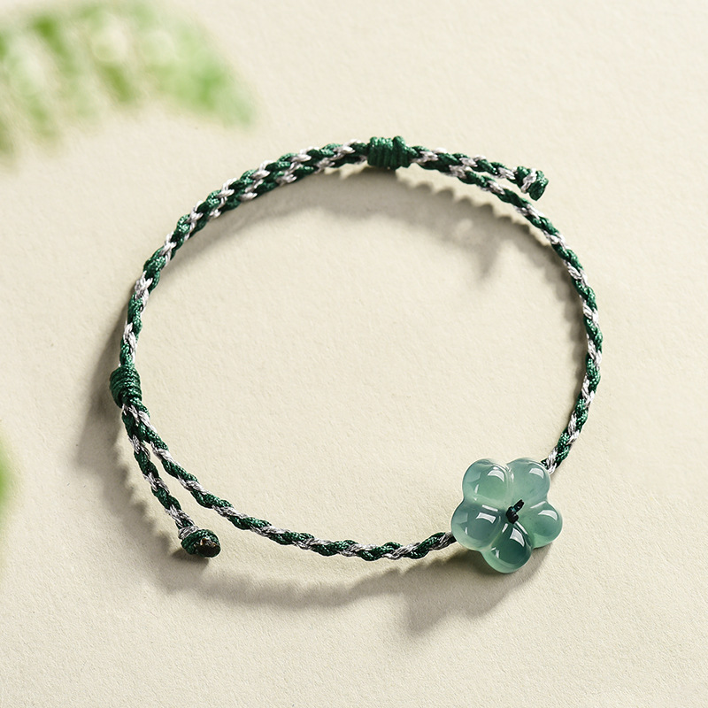 Accessories Woman - Burmesisches Jadeit-Blumenarmband, natürlicher Jade-Charm, Modeaccessoires, Vintage-Geschenke