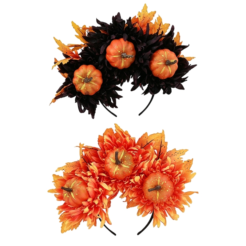 Women Accessories Description - Q39C Einzigartiges Totenkopf-Kürbis-Herbst-Festival-Stirnband-Haar-Accessoire für Cosplay und