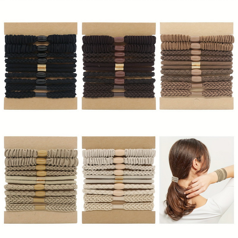 Scrunchie Satin Set - 10 teile/satz Frauen Elastische Haar Gummibänder