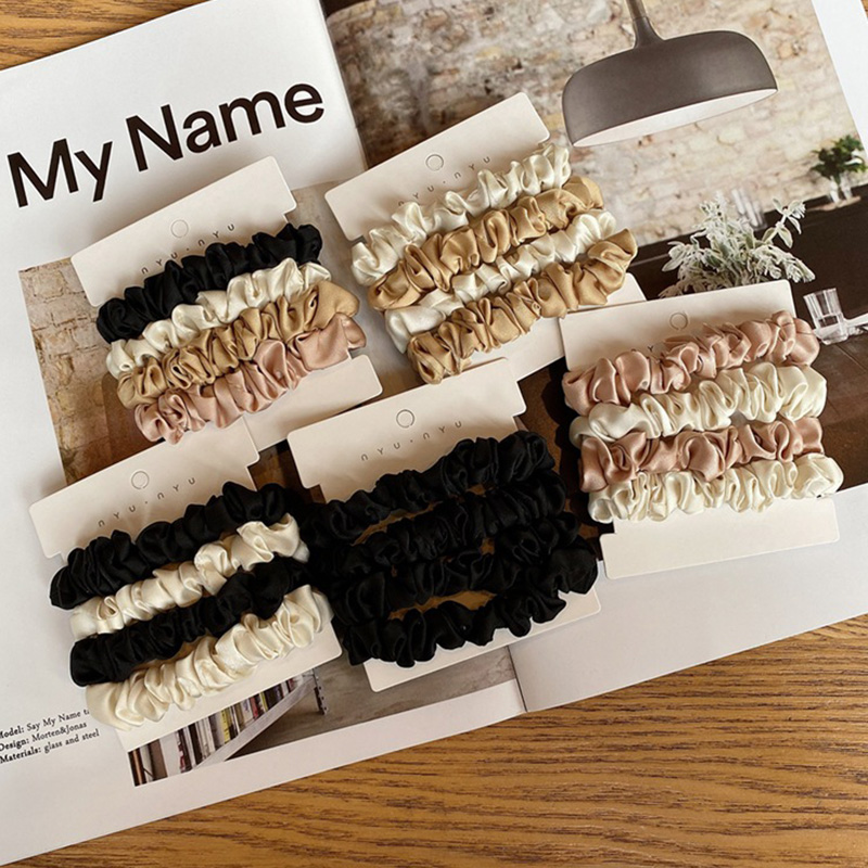 Scrunchie Satin Set - 4 Teile/satz Satin Seide Scrunchies Elastische