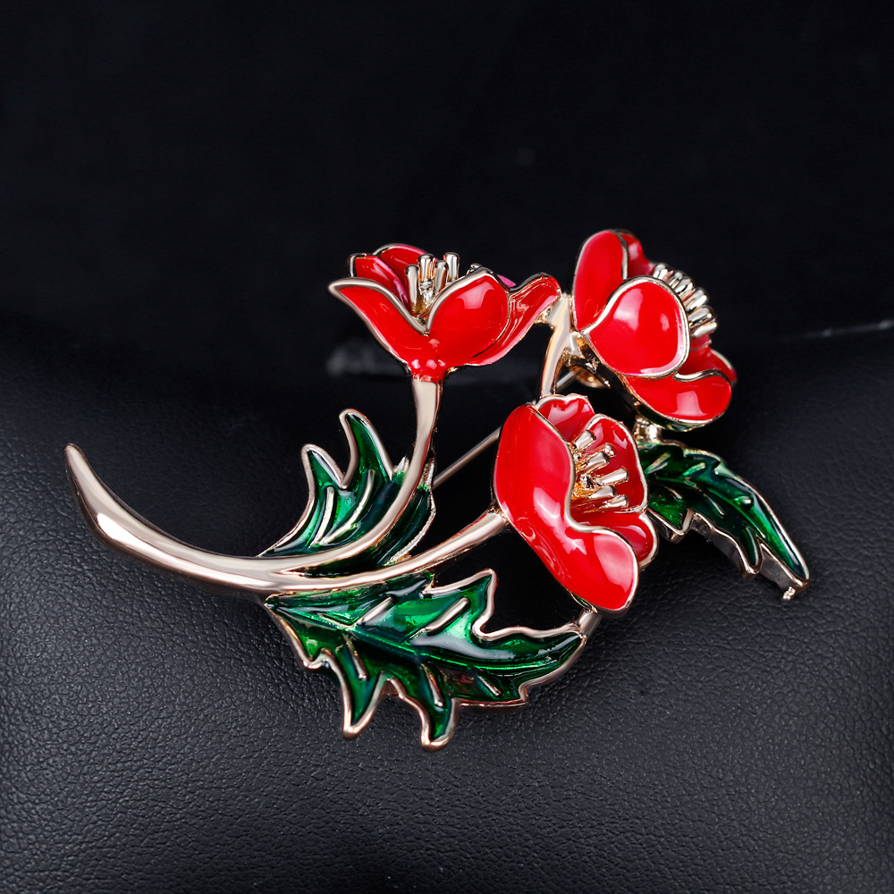 Emaillierte rote Mohnblumen-Br – Women'S Accessories Uk Bewertung und Preis